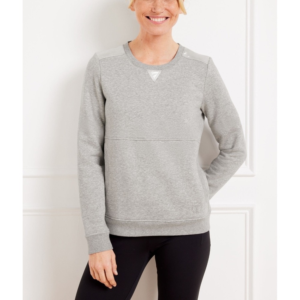 T‎ By Talbots NWT L Cotton French Terry Pullover Metallic Foil Upgraded Lounge
